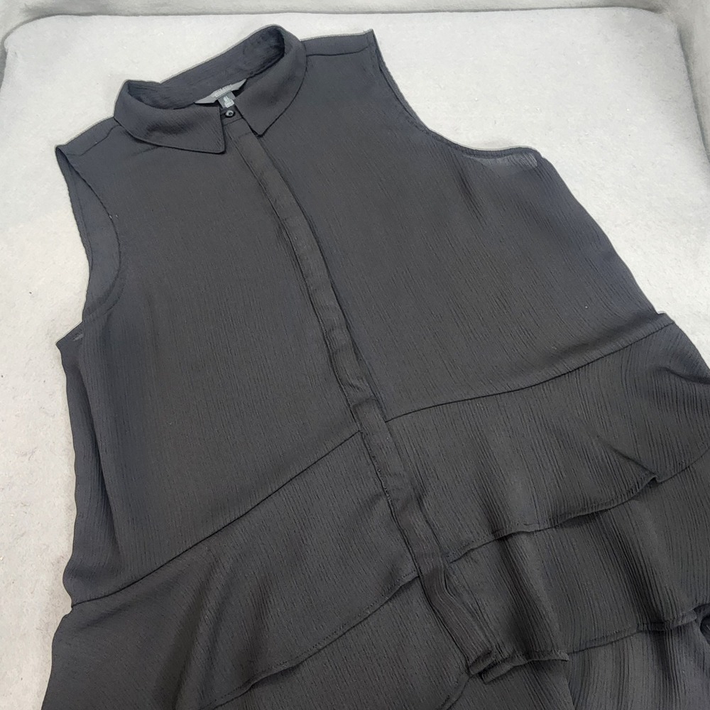 Simply Vera Vera Wang Blouse Black Ruffle Sleeveless Women XL WV01W133RS